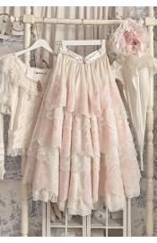 Miss Point Point Garden Embroidered 6-Tier Skirt(Reservation/3 Colours/Full Payment Without Shipping)